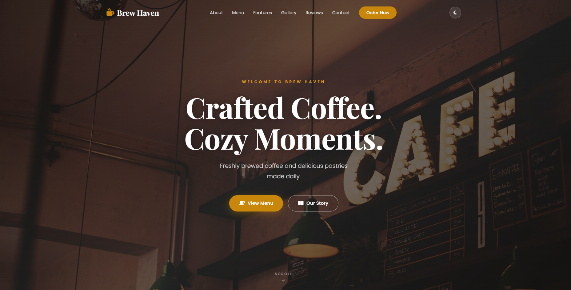 Sample Coffee Shop Landing Page